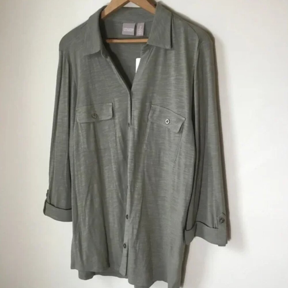 Chico’s Soft Shirt 3/4 Length sleeves NWT